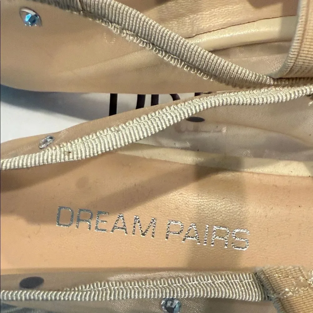 Dream pairs Elegant Beige Women's Shoes with Rhinestone Accents
